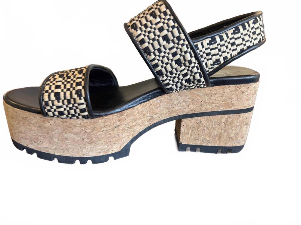NEW HOMERS women's venice leather platform wedges in black & natural